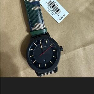 Armani Exchange Black Watch with Green Camouflage Strap